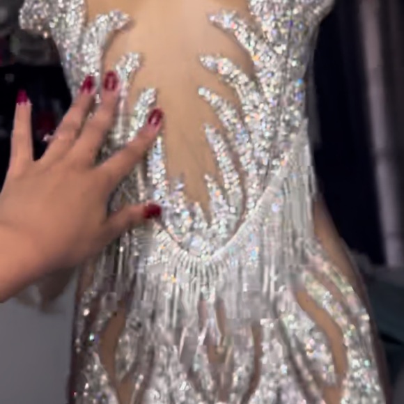 Embellished Silver Sequin Evening Dress *Custom Made* - Picture 2 of 3